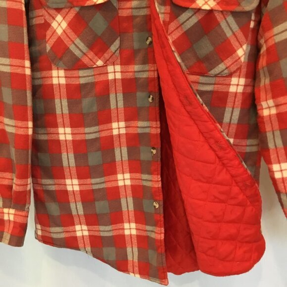 Outdoor Exchange Unisex Red and Gray Plaid Quilted Shirt Jacket Sz Women's Small - Picture 6 of 9